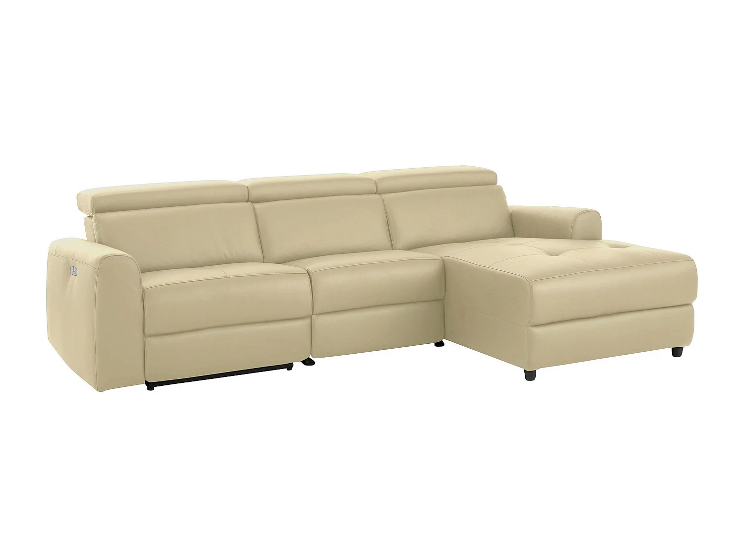 Capena | Chaiselongue-Sofa, 3-Sitzer, rechts, elektrisch, Creme PU