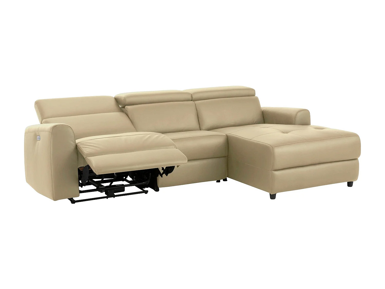 Capena | Chaiselongue-Sofa, 3-Sitzer, rechts, elektrisch, Creme PU