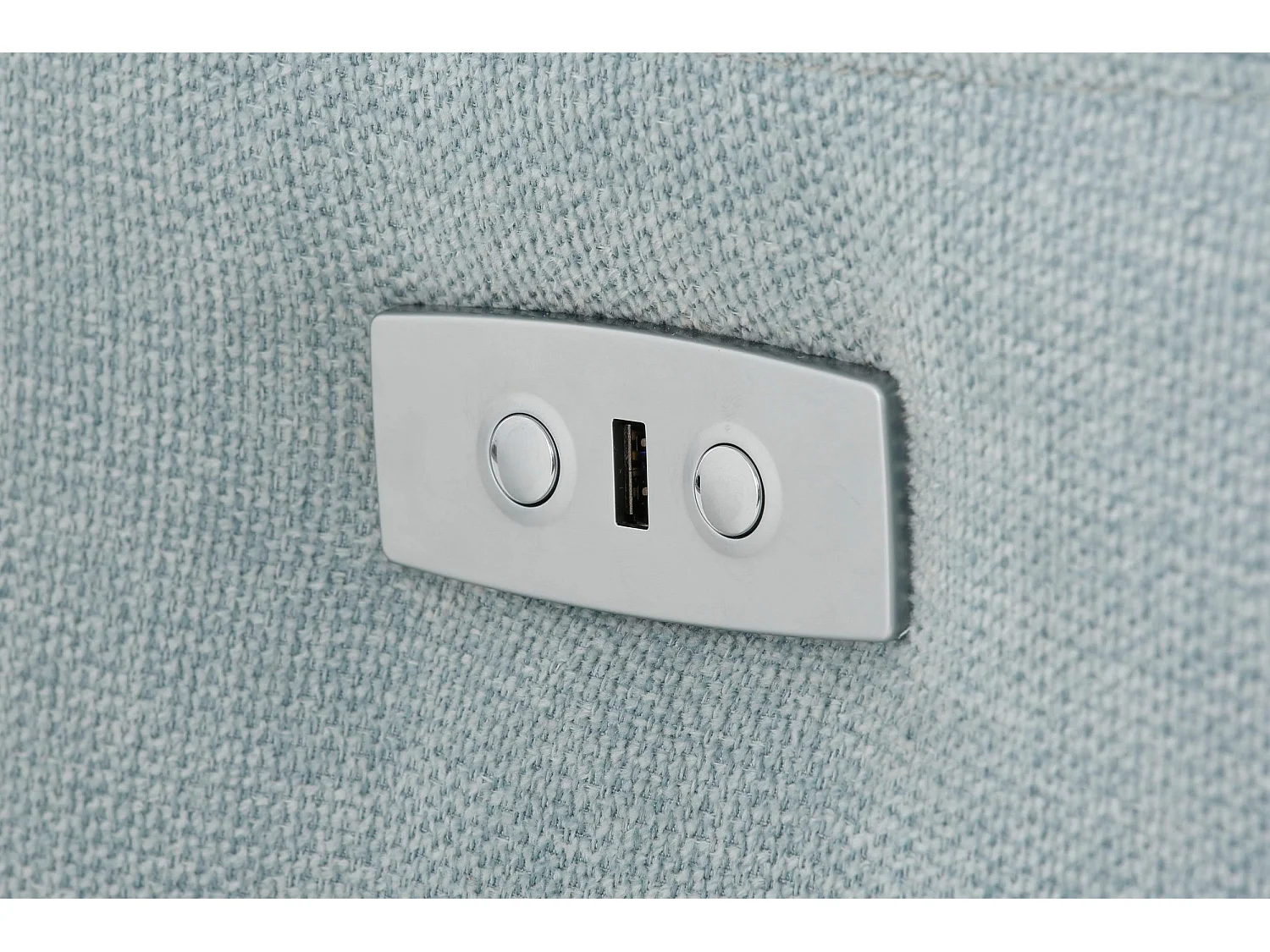 Capena | Chaise Lounge Sofa 3 places droite avec fonction électrique en tissu bleu glacier