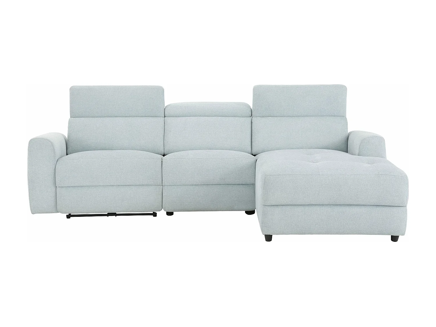 Capena | Chaise Lounge Sofa 3 places droite avec fonction électrique en tissu bleu glacier