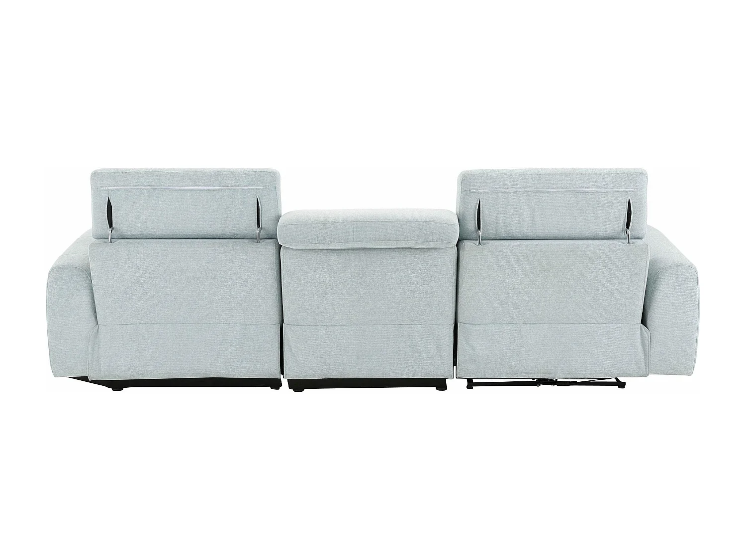 Capena | Chaise Lounge Sofa 3 places droite avec fonction électrique en tissu bleu glacier