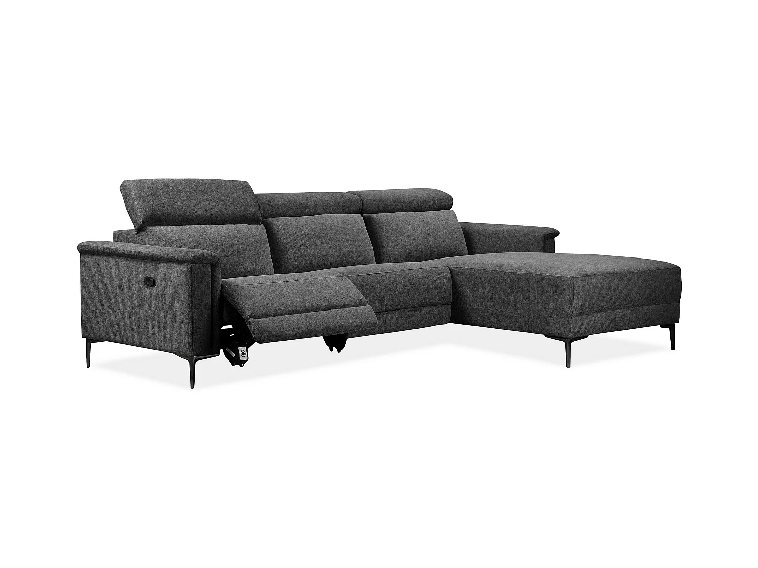 Lund | Canapé Chaise Lounge avec 1 fauteuil inclinable manuel en gris