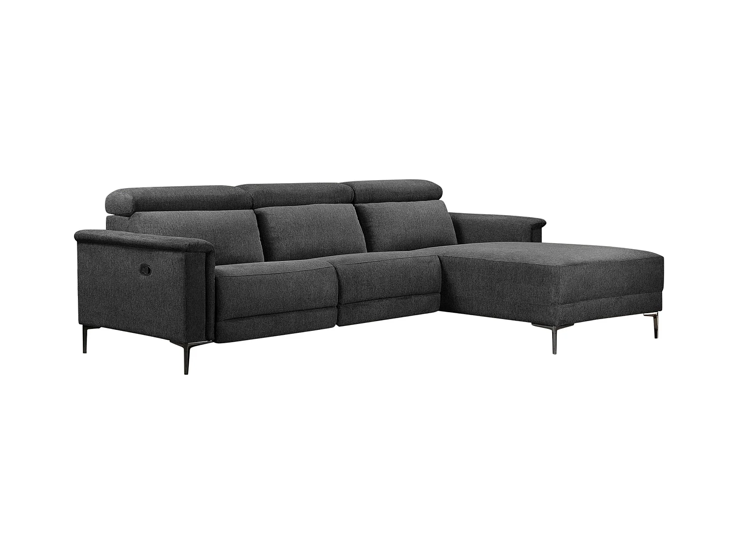 Lund | Chaise Lounge Sofa met 1 Relaxfauteuil in Antraciet Stof