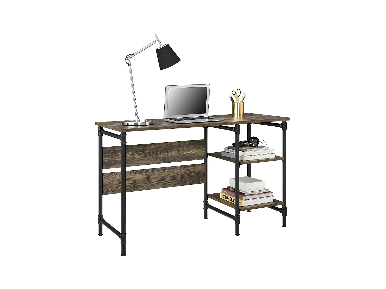 Carter | Bureau à caisson avec 2 étagères en panneaux de particules