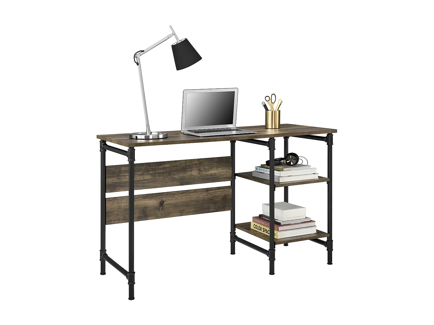 Carter | Bureau à caisson avec 2 étagères en panneaux de particules