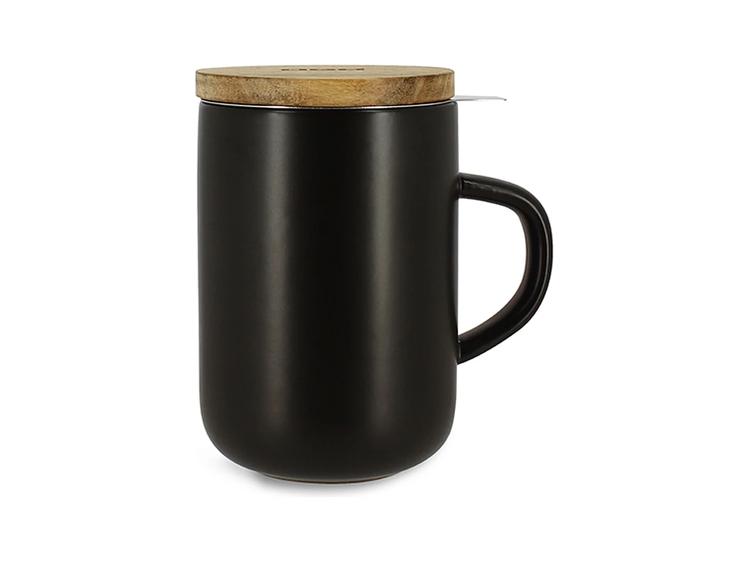 Ogo Living - Tisaniere Juliet 475ml En Gres Noir Avec Couvercle Bois D'acacia