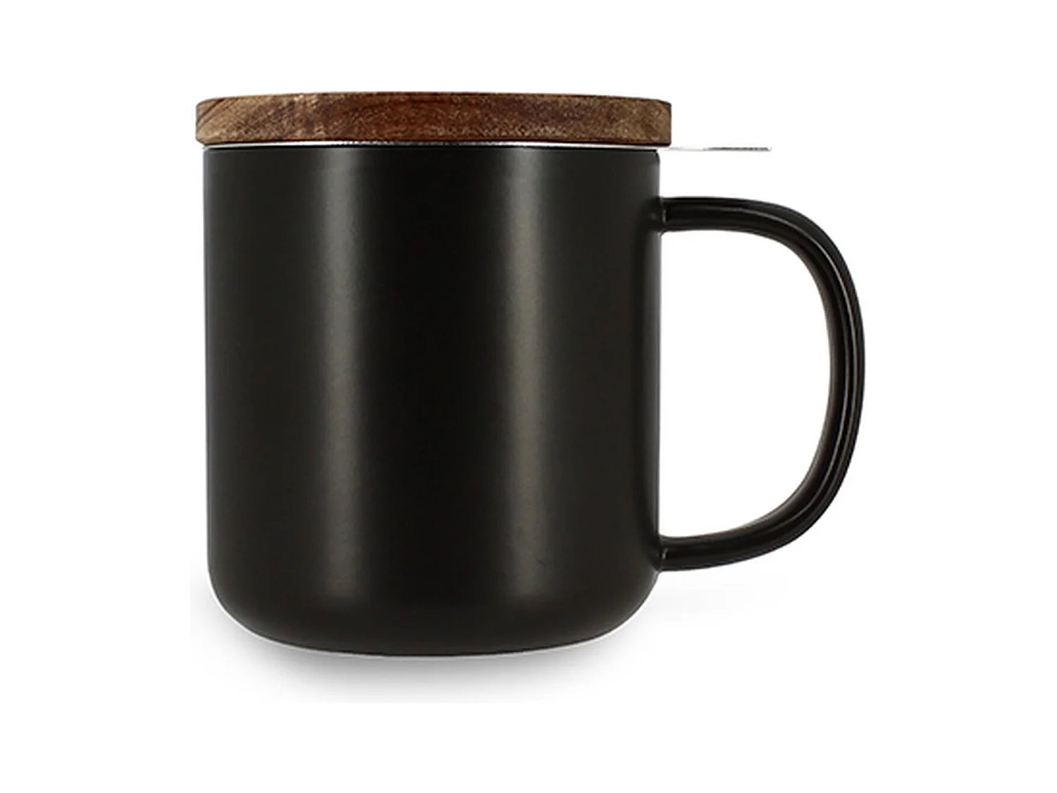 Ogo Living - Tisaniere Juliet 300ml En Gres Noir Avec Couvercle Bois D'acacia