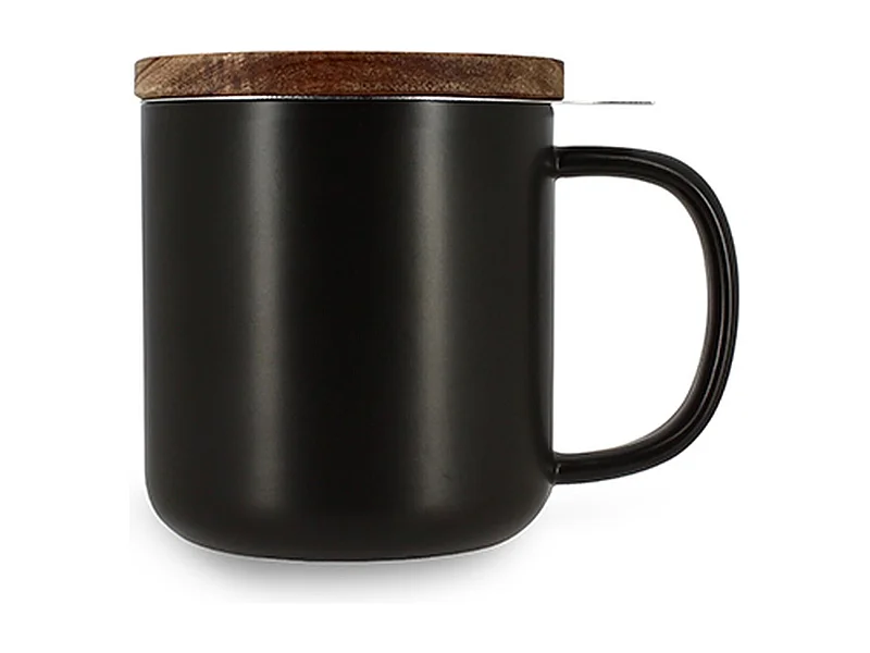 Ogo Living - Tisaniere Juliet 300ml En Gres Noir Avec Couvercle Bois D'acacia