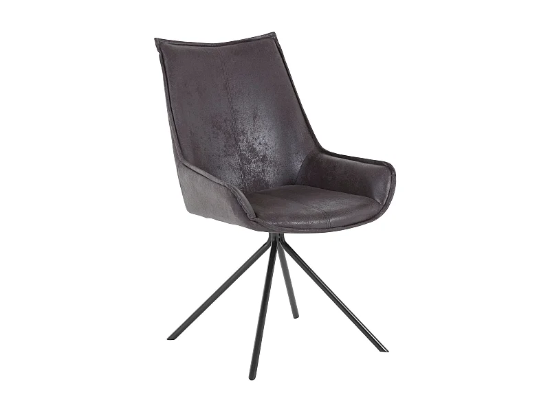 Bodil | Stoel in antraciet microvezel / zwart, 1 pak