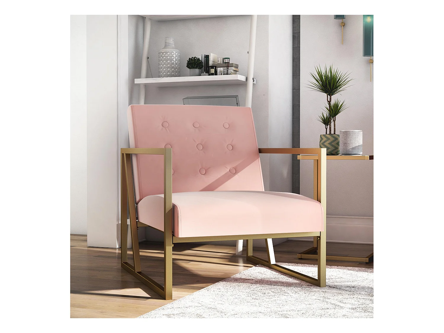 Chaise d'appoint en velours rose