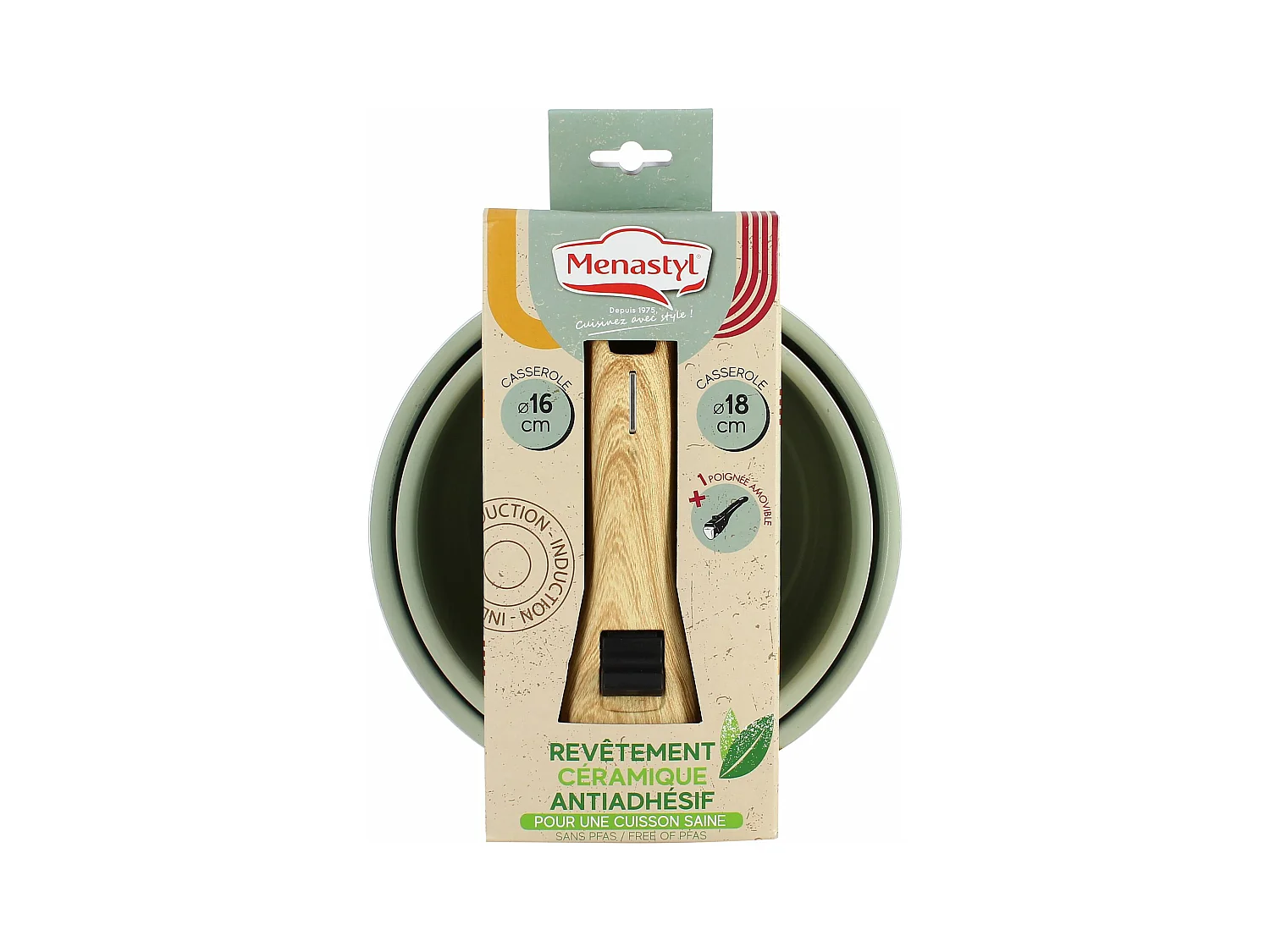 Menastyl - Lot 2 Casseroles Colorama 16 Et 18cm En Aluminium Rose Avec Poignee