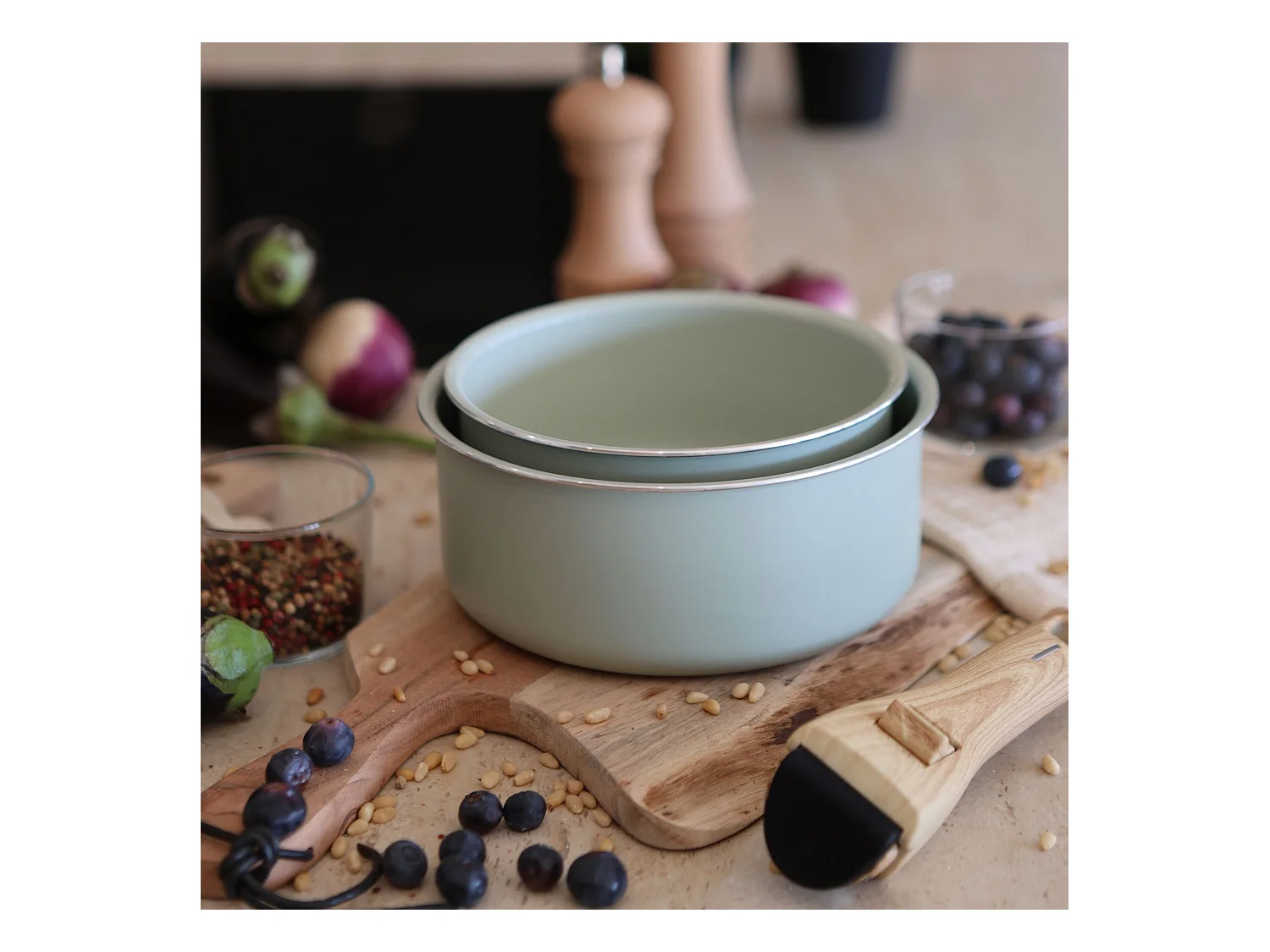 Menastyl - Lot 2 Casseroles Colorama 16 Et 18cm En Aluminium Rose Avec Poignee