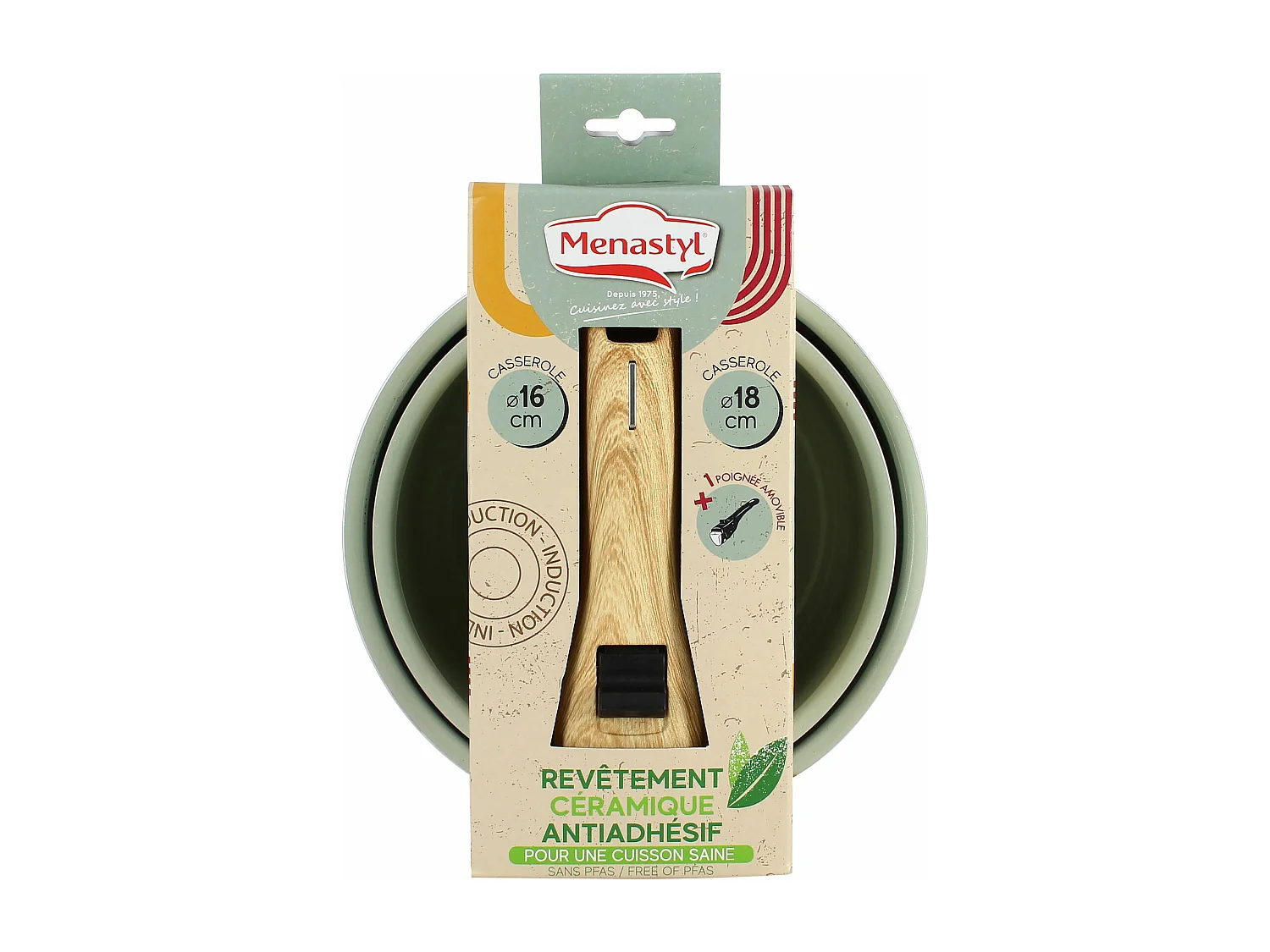 Menastyl - Lot 2 Casseroles Colorama 16 Et 18cm En Aluminium Rose Avec Poignee