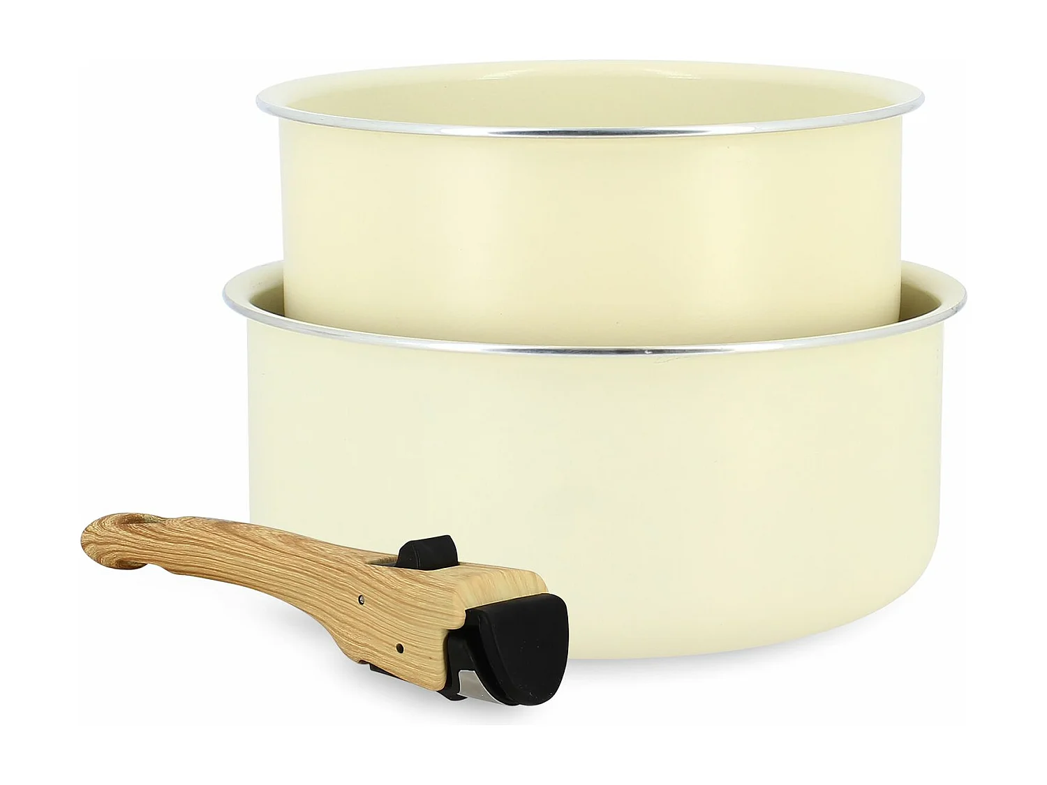 Menastyl - Lot 2 Casseroles Colorama 16 Et 18cm En Aluminium Creme Avec Poignee