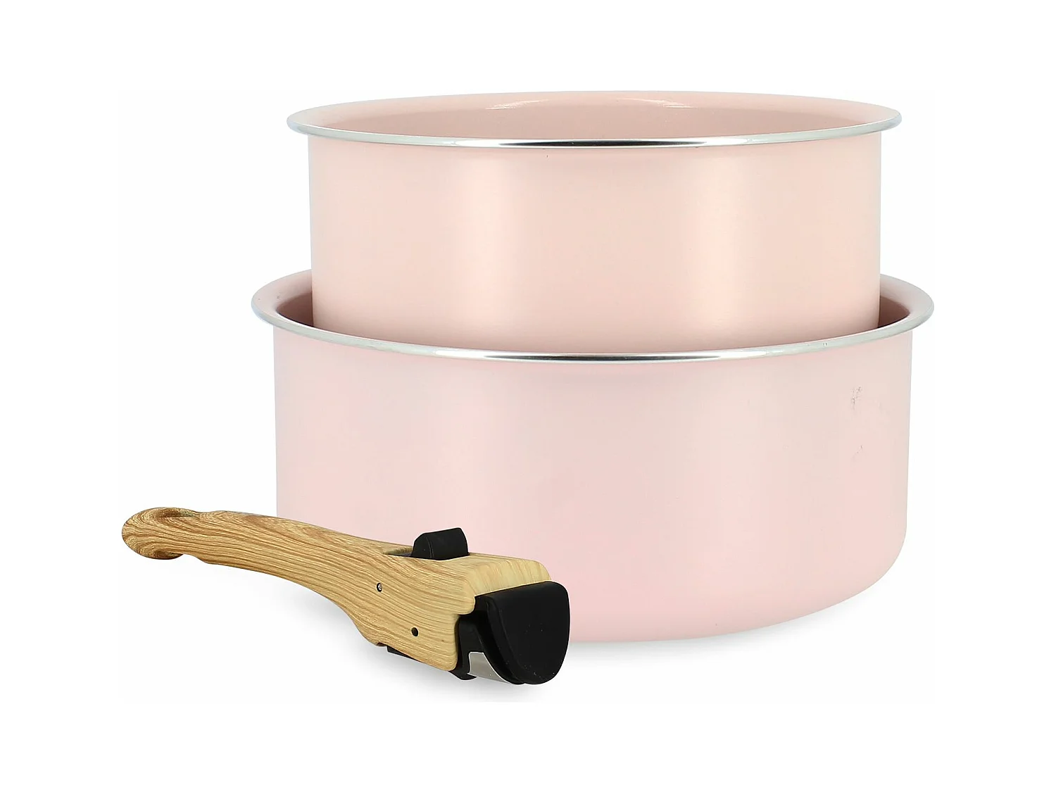 Menastyl - Lot 2 Casseroles Colorama 16 Et 18cm En Aluminium Rose Avec Poignee