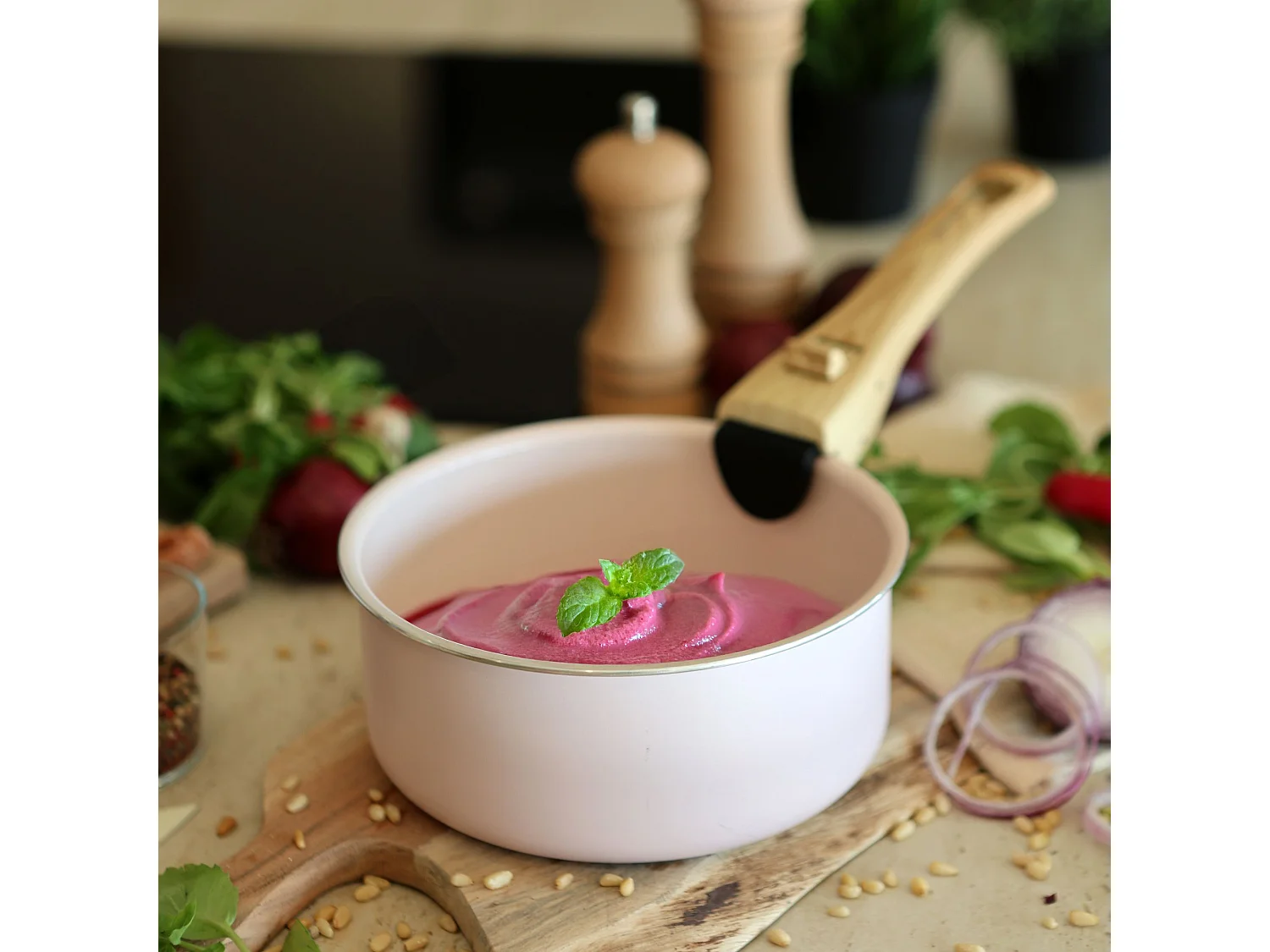 Menastyl - Lot 2 Casseroles Colorama 16 Et 18cm En Aluminium Rose Avec Poignee