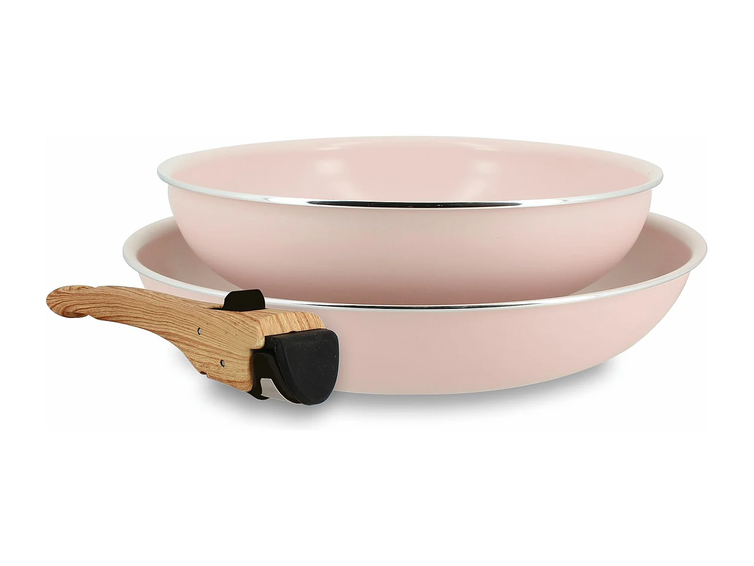 Menastyl - Lot De 2 Poeles Colorama 22 Et 26cm En Aluminium Rose Avec Poignee