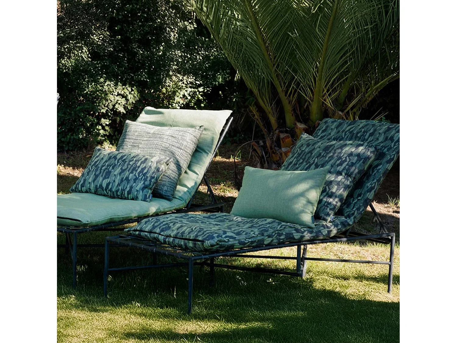 Housse de coussin 40x60 cm collection KALYMNOS tissu oléfine vert chanvre