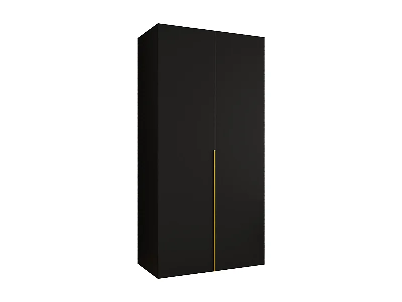 Drehtürenschrank Alicante 1 202/100/52 2-türig (Schwarz + Griffe: Gold)