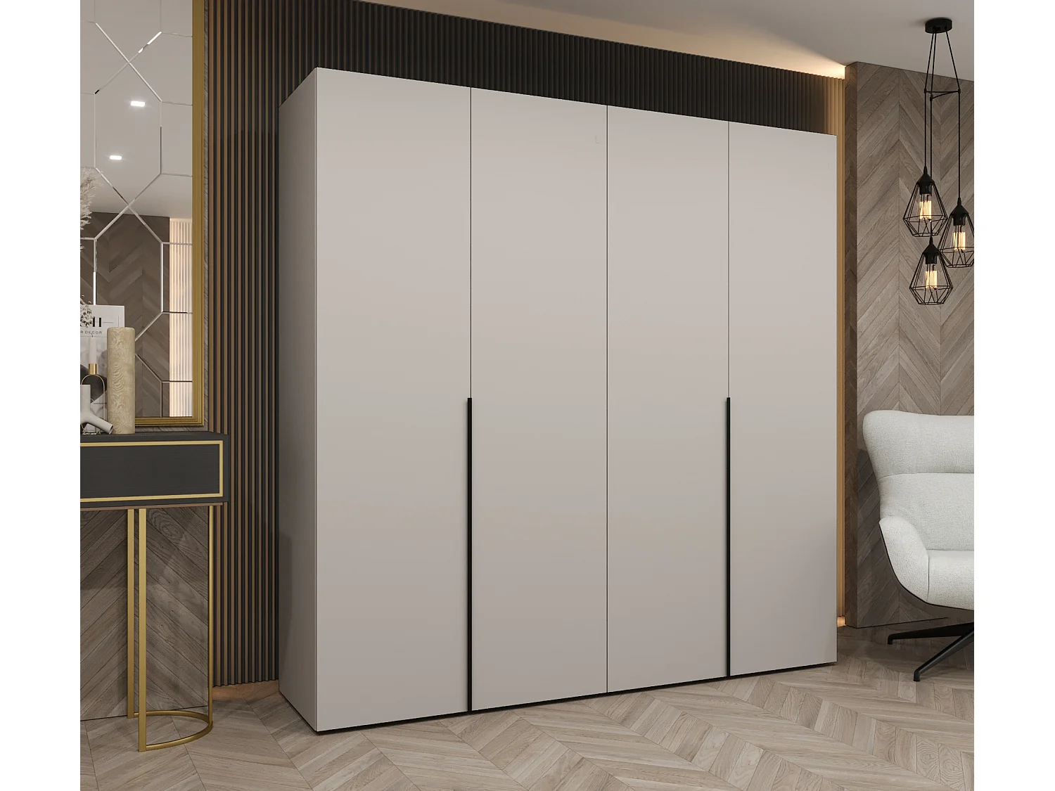 Armoire à portes battantes Alicante 1 202/200/52 4 portes (cachemire/noir)