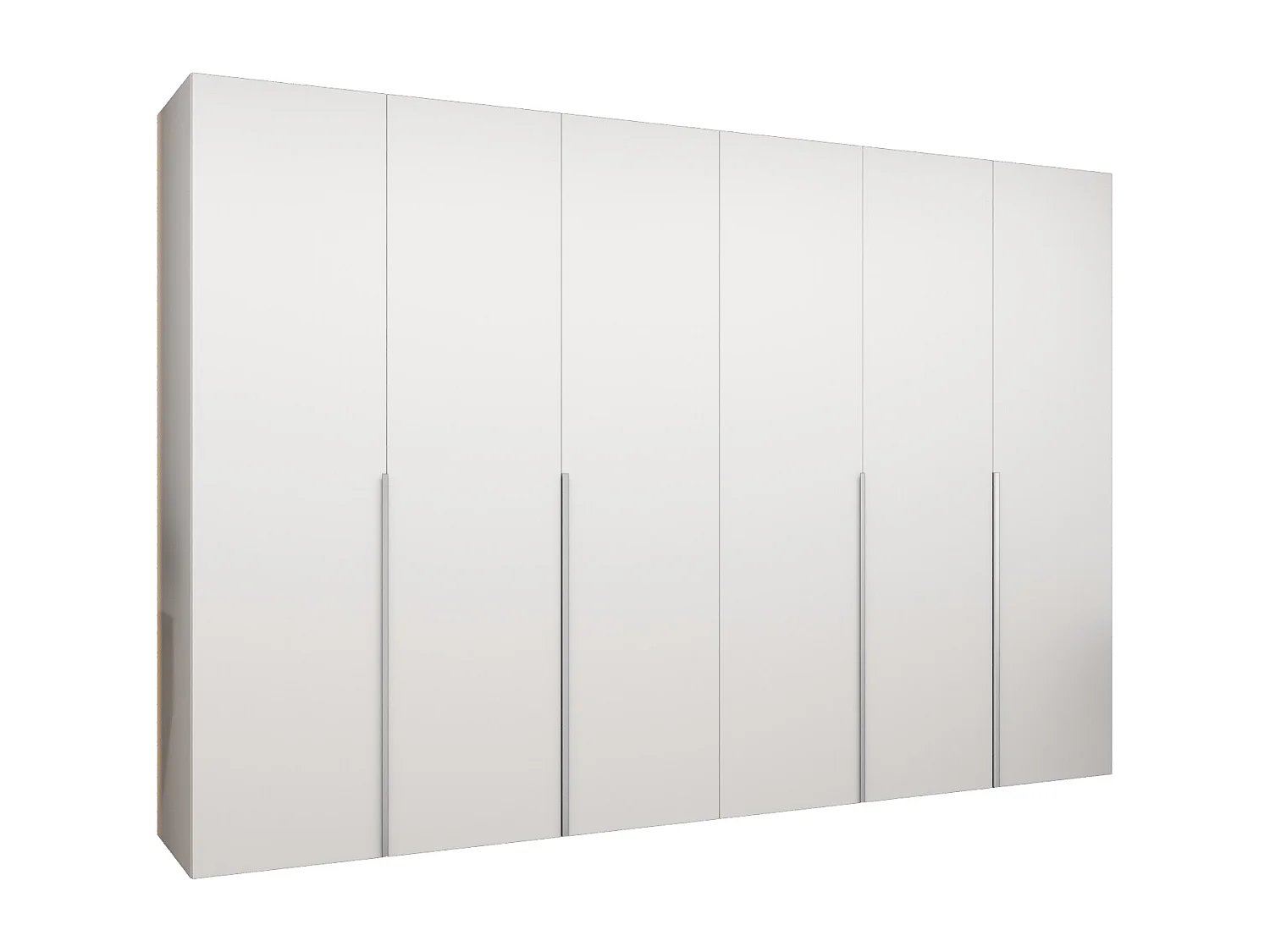 Drehtürenschrank Alicante 1 202/300/52 6-türig (Weiß + Griffe: Kaschmir)