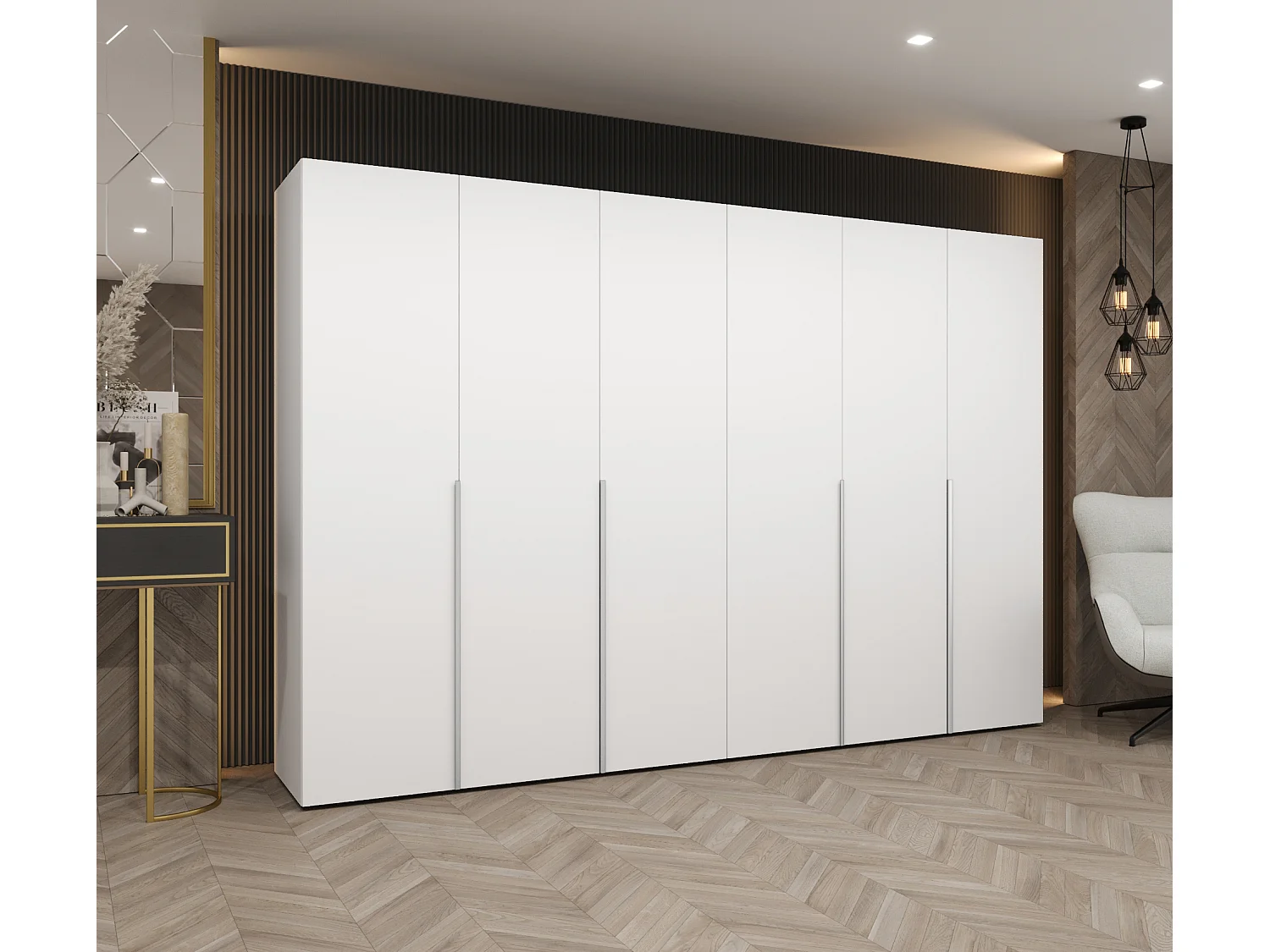 Armoire à portes battantes Alicante 1 202/300/52 6 portes (blanc/cachemire)