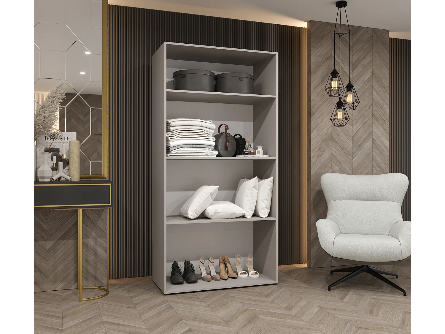 Drehtürenschrank Alicante 1 202/100/52 2-türig (Artisan Eiche + Griffe: Kaschmir)