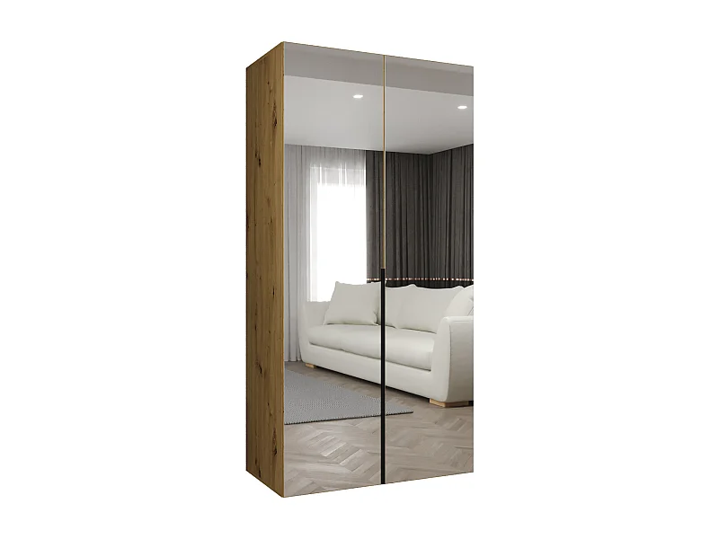 Drehtürenschrank Alicante 3 202/100/52 2-türig (Artisan Eiche + Griffe: Schwarz)