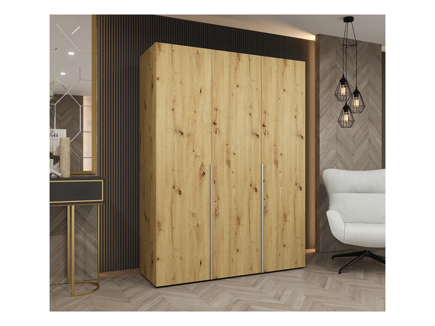 Armoire à portes battantes Alicante 1 202/150/52 3 portes (artisan/cachemire)