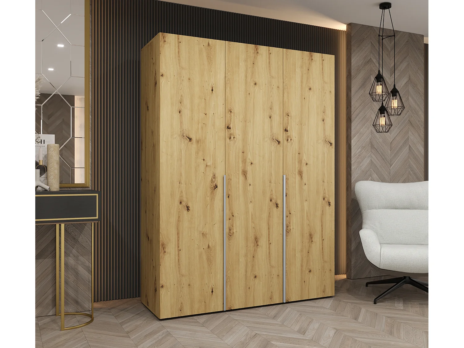 Armoire à portes battantes Alicante 1 202/150/52 3 portes (artisan/cachemire)