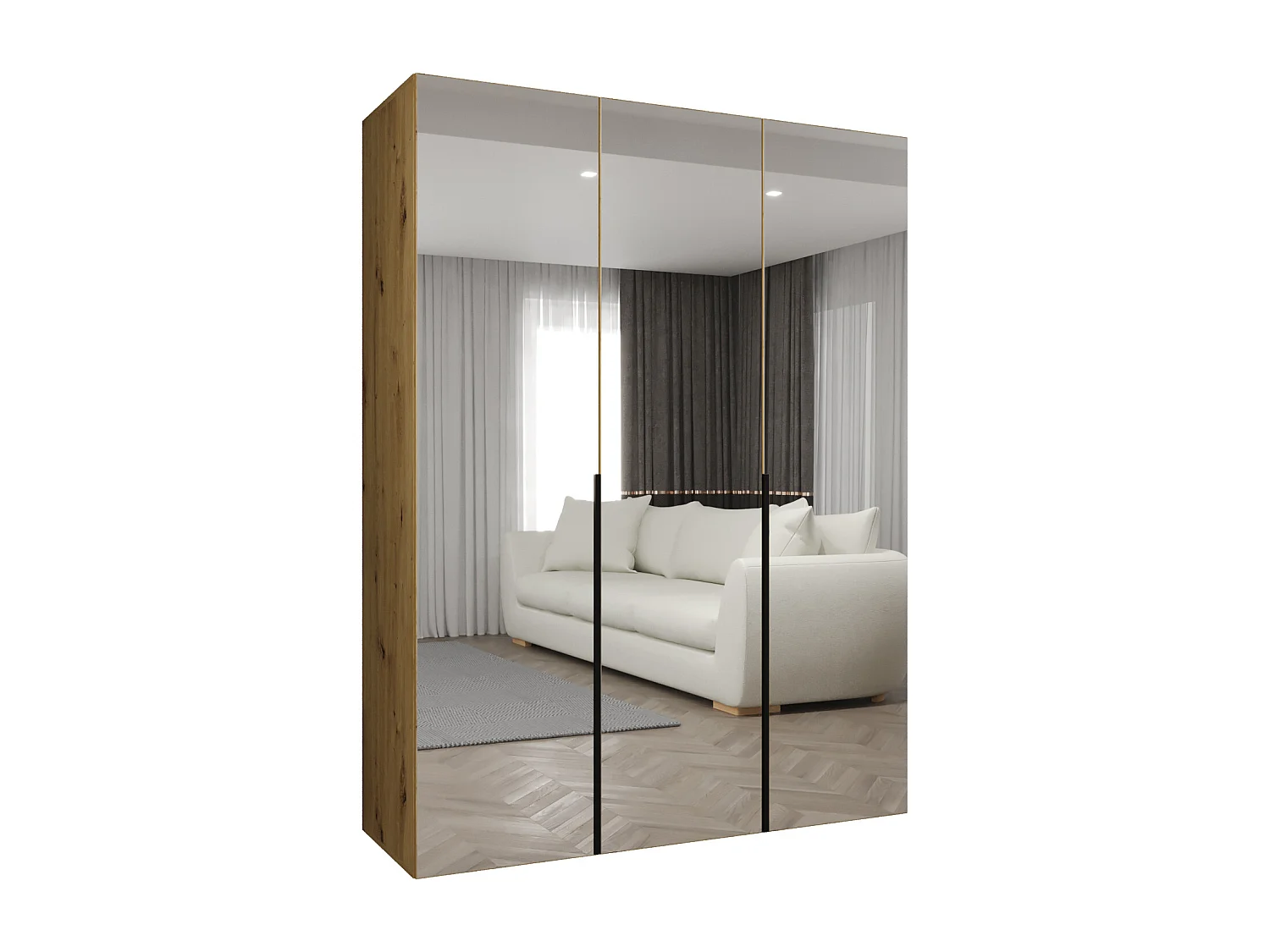 Draaideurkast Alicante 3 202/150/52 3-deurs  (artisan/zwart)