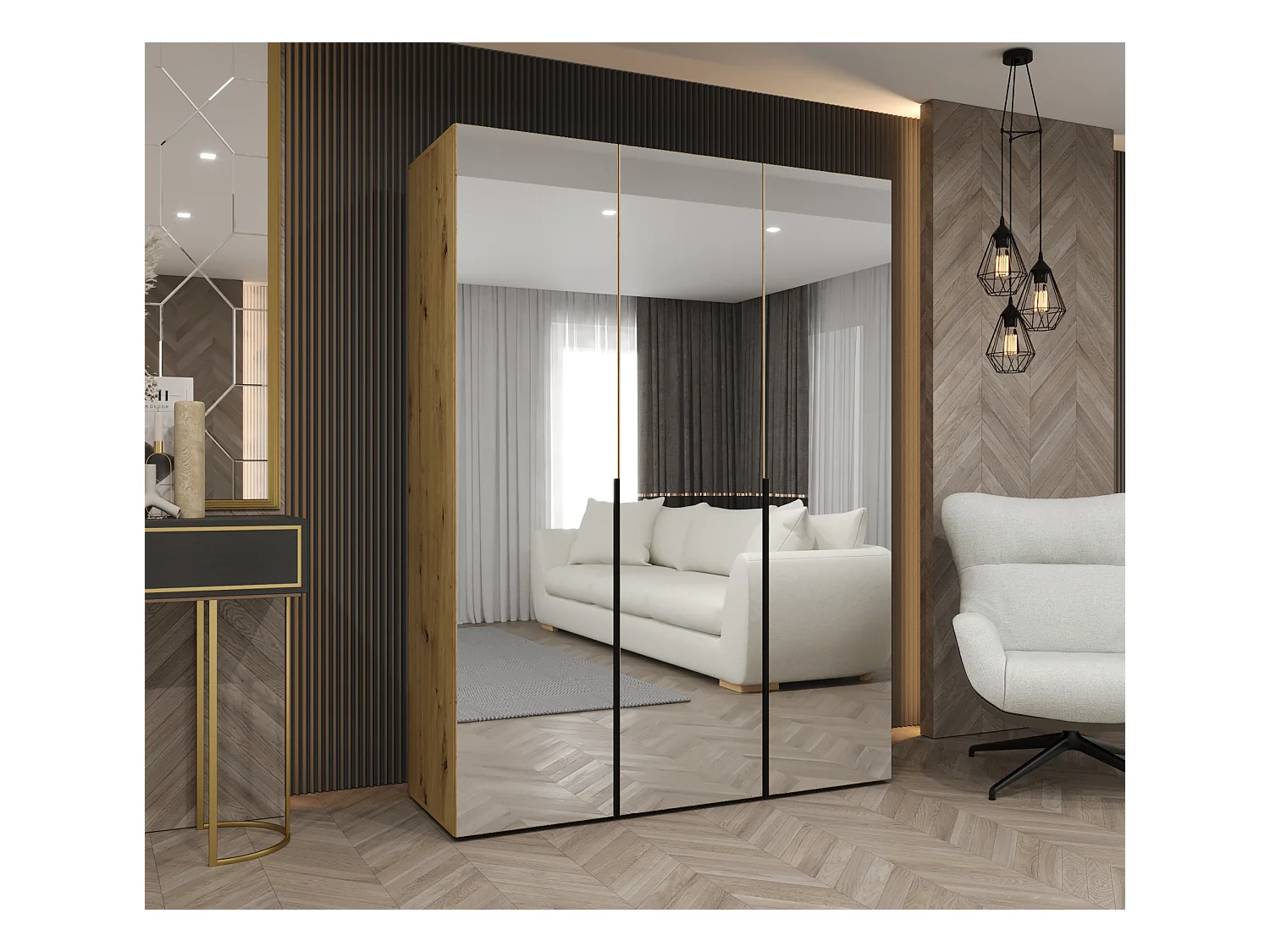 Draaideurkast Alicante 3 202/150/52 3-deurs  (artisan/zwart)