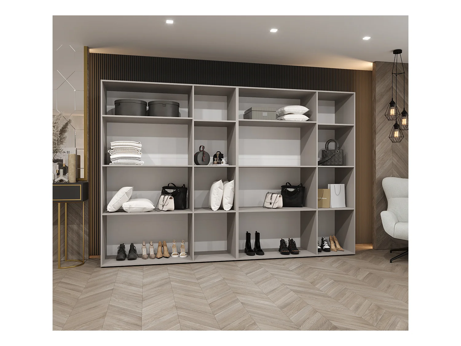 Drehtürenschrank Alicante 1 202/300/52 6-türig (Schwarz + Griffe: Schwarz)