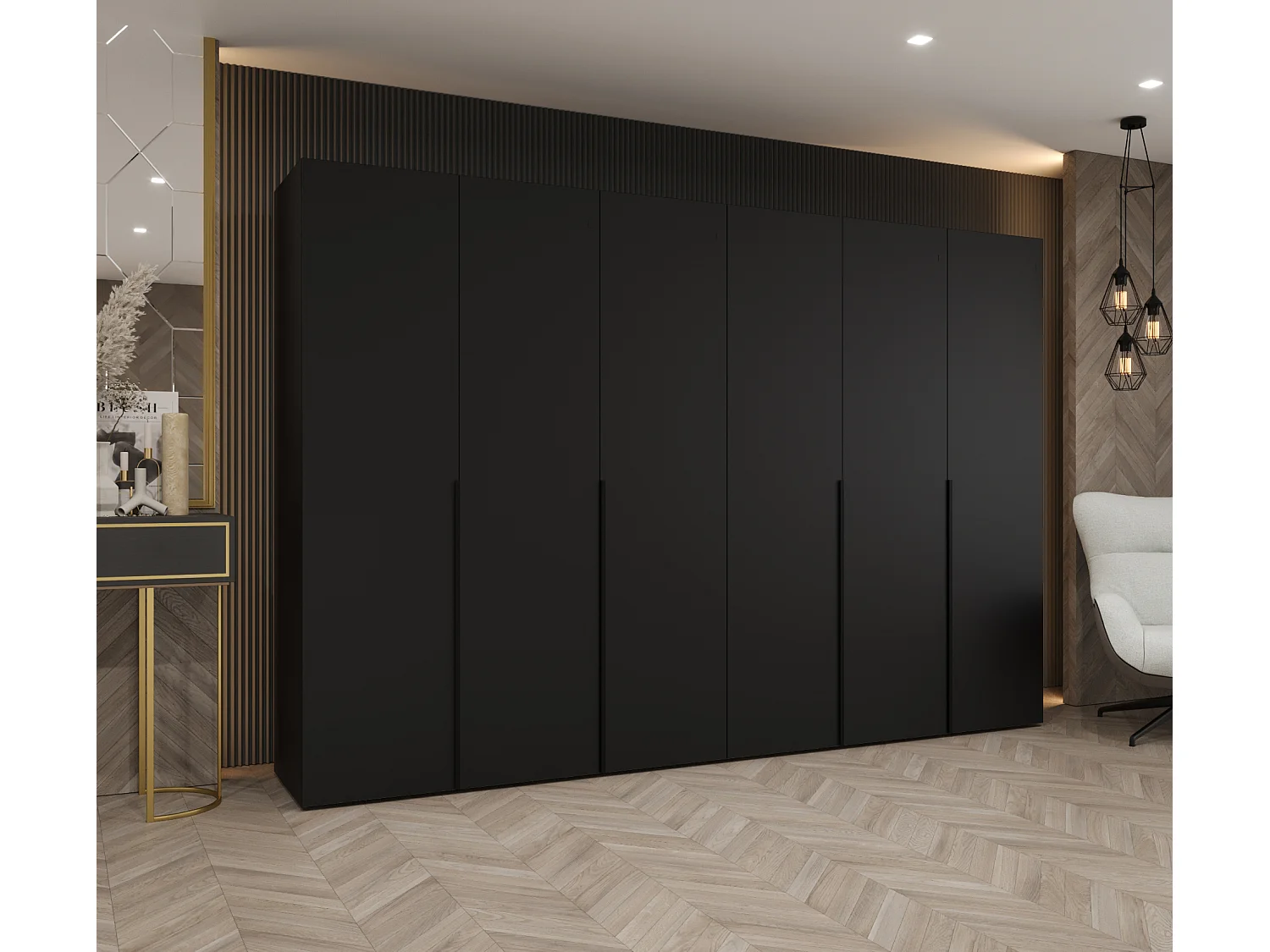 Armoire à portes battantes Alicante 1 202/300/52 6 portes (noir/noir)