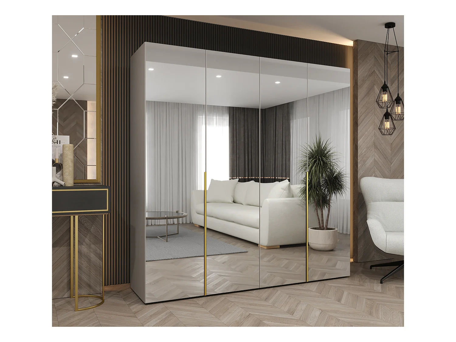 Draaideurkast Alicante 3 202/200/52 4-deurs (kasjmier/goud)