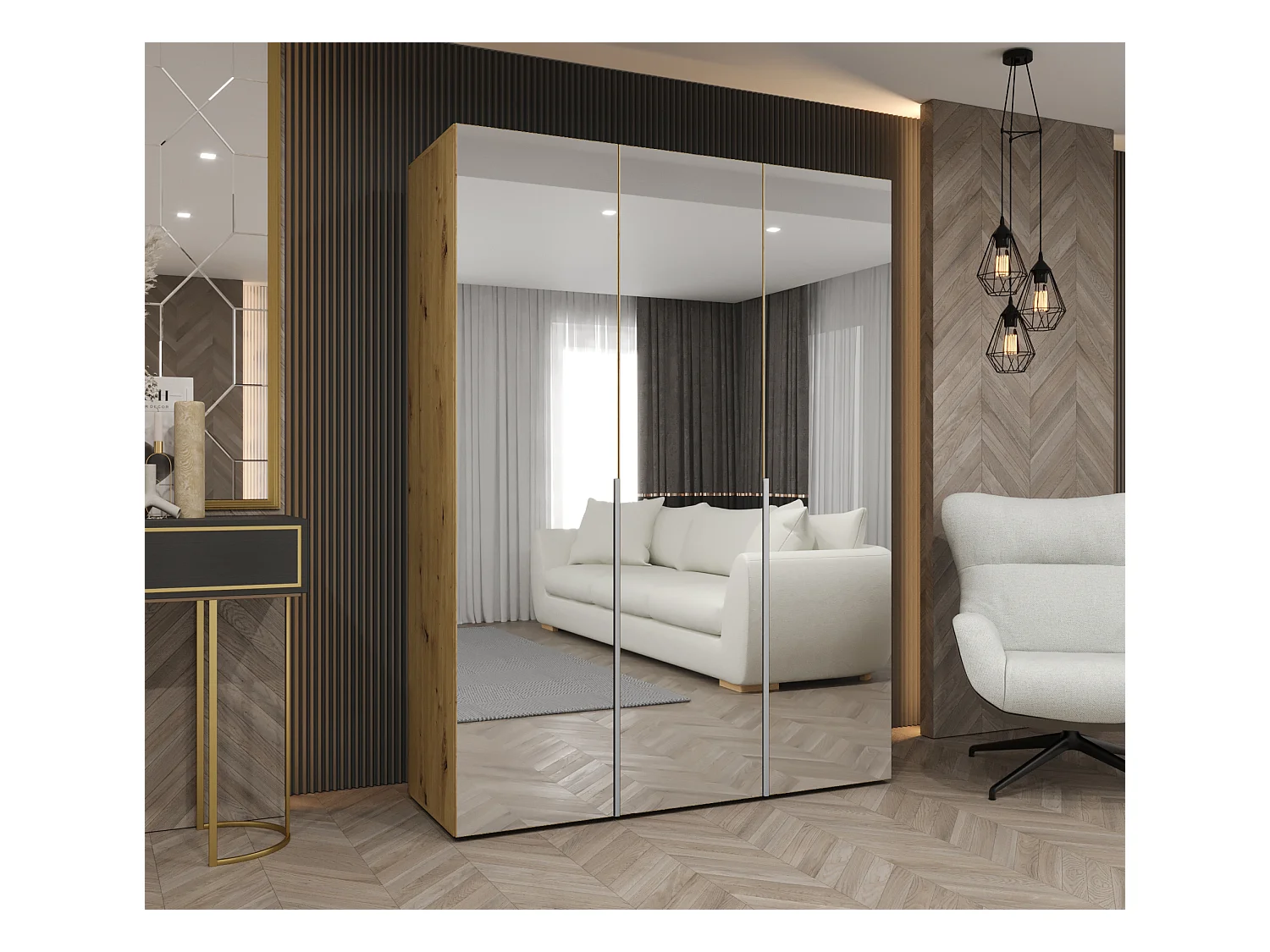 Draaideurkast Alicante 3 202/150/52 3-deurs (ambachtelijk/zwart)