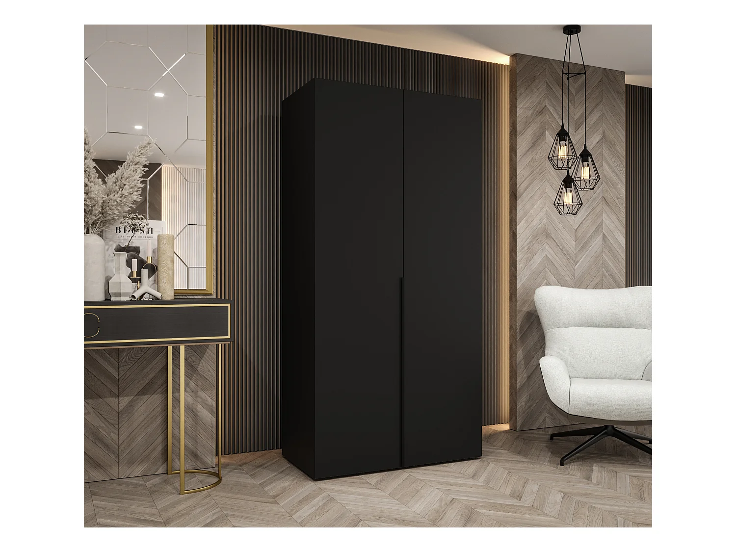 Armoire à portes battantes Alicante 1 202/100/52 2 portes (noir/noir)