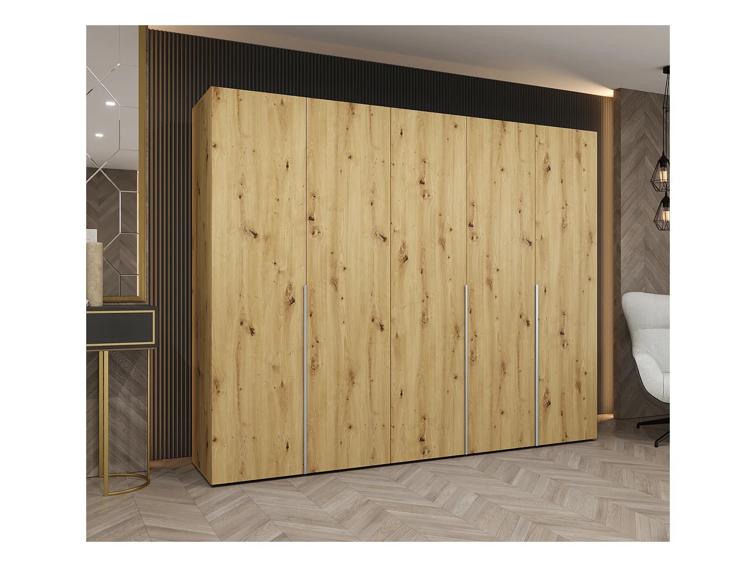 Armoire à portes battantes Alicante 1 202/250/52 5 portes (artisan/cacemire)