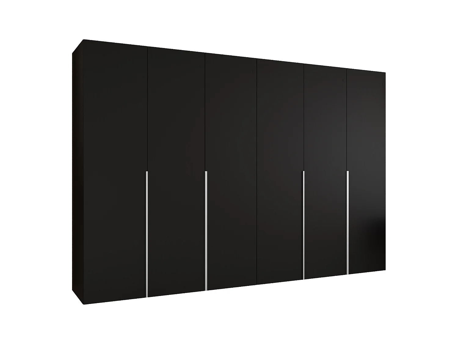 Drehtürenschrank Alicante 1 202/300/52 6-türig (Schwarz + Griffe: Kaschmir)