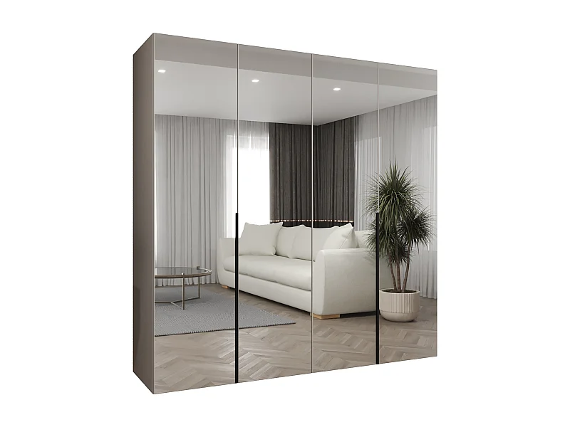 Armoire à portes battantes Alicante 3 202/200/52 4 portes (cachemire/noir)