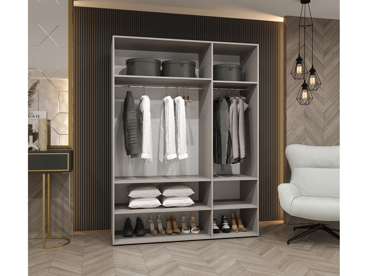 Armoire à portes battantes Alicante 1 202/150/52 3 portes (cachemire/doré)