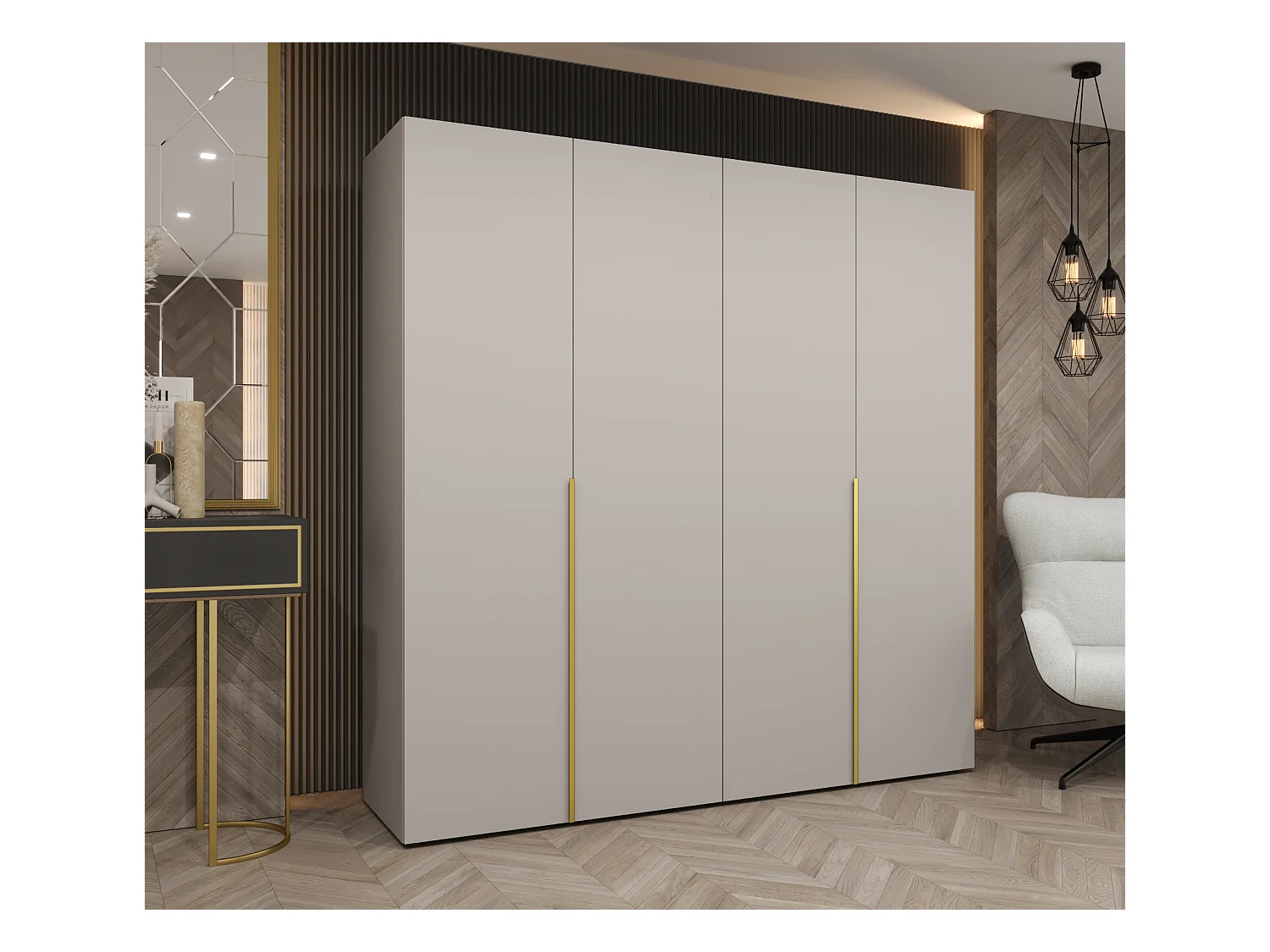 Draaideurkast Alicante 1 202/200/52 4-deurs (kasjmier/goud)