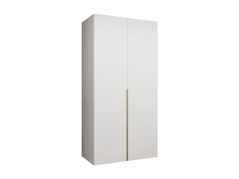 Drehtürenschrank Alicante 1 202/100/52 2-türig (Weiß + Griffe: Gold)