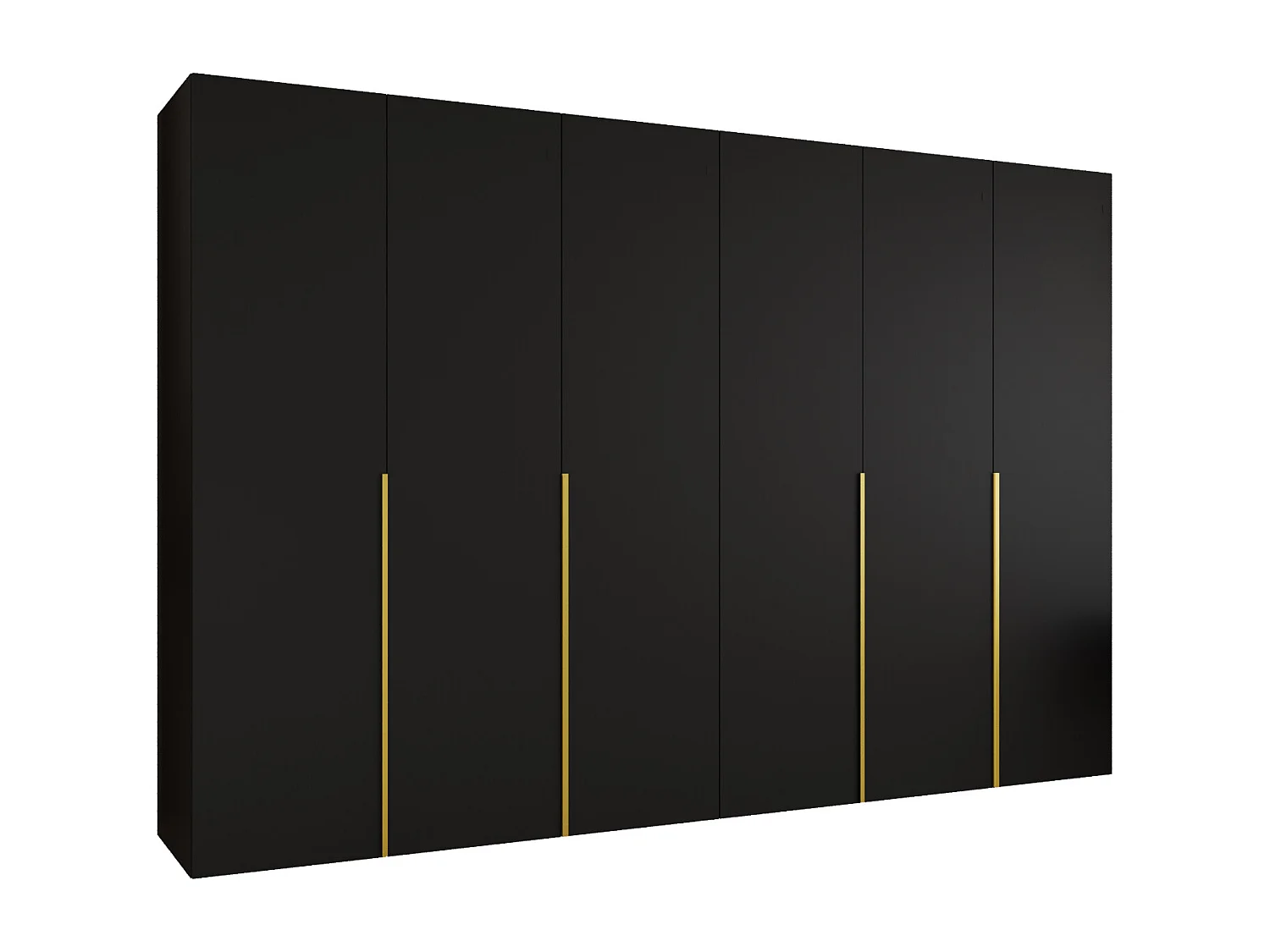 Drehtürenschrank Alicante 1 202/300/52 6-türig (Schwarz + Griffe: Gold)