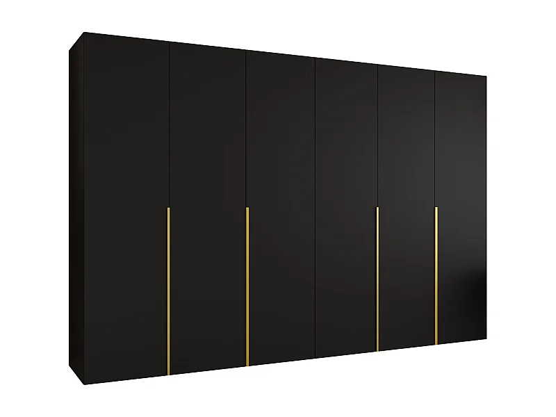 Armario Alicante 1 con puertas batientes  202/300/52 6 puertas (negro/dorado)