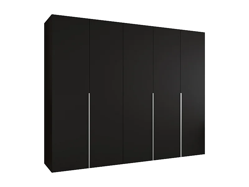 Drehtürenschrank Alicante 1 202/250/52 5-türig (Schwarz + Griffe: Kaschmir)