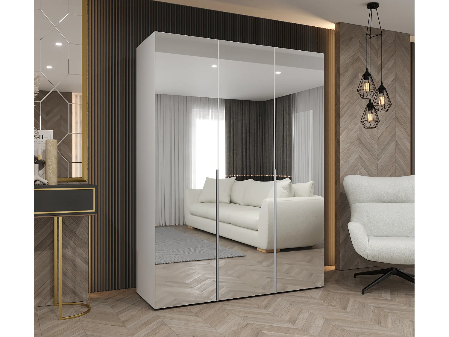 Armoire à portes battantes Alicante 3 202/150/52 3 portes (blanc/cachemire)