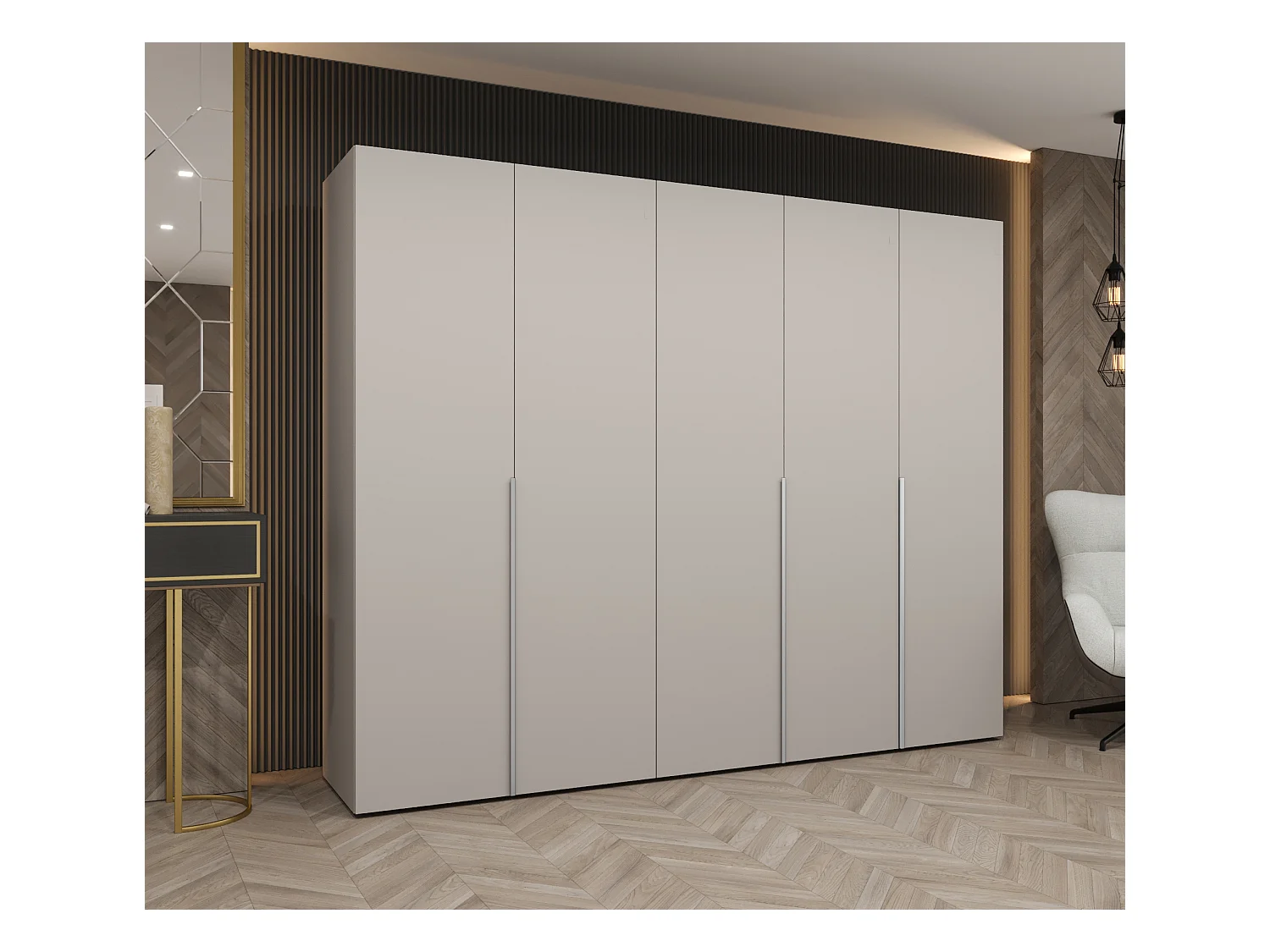 Armoire à portes battantes Alicante 1 202/250/52 5 portes (cachemire/cachemire)