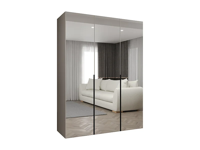 Drehtürenschrank Alicante 3 202/150/52 3-türig (Kaschmir + Griffe: Schwarz)