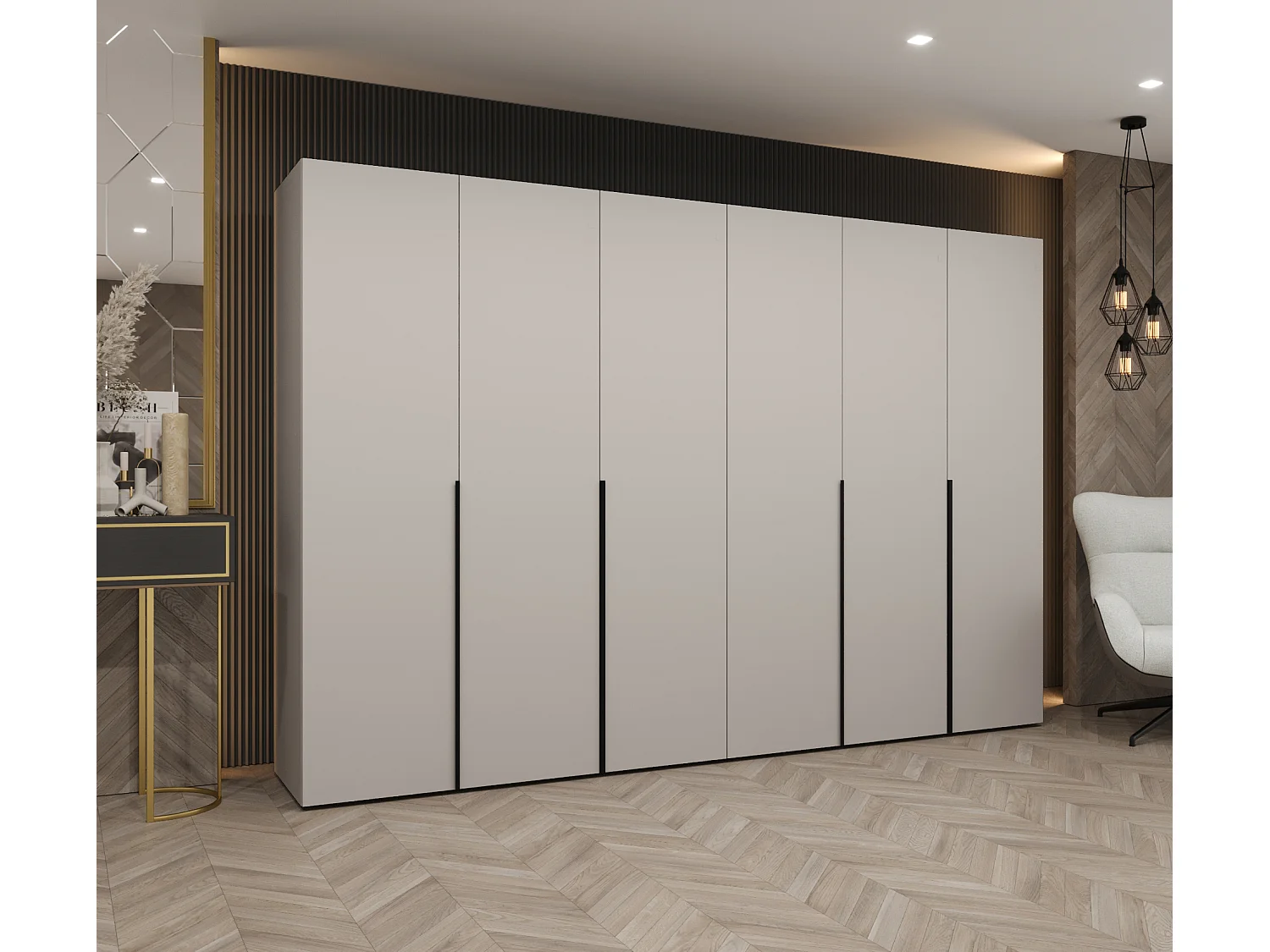 Armoire à portes battantes Alicante 1 202/300/52 6 portes (cachemire/noir)